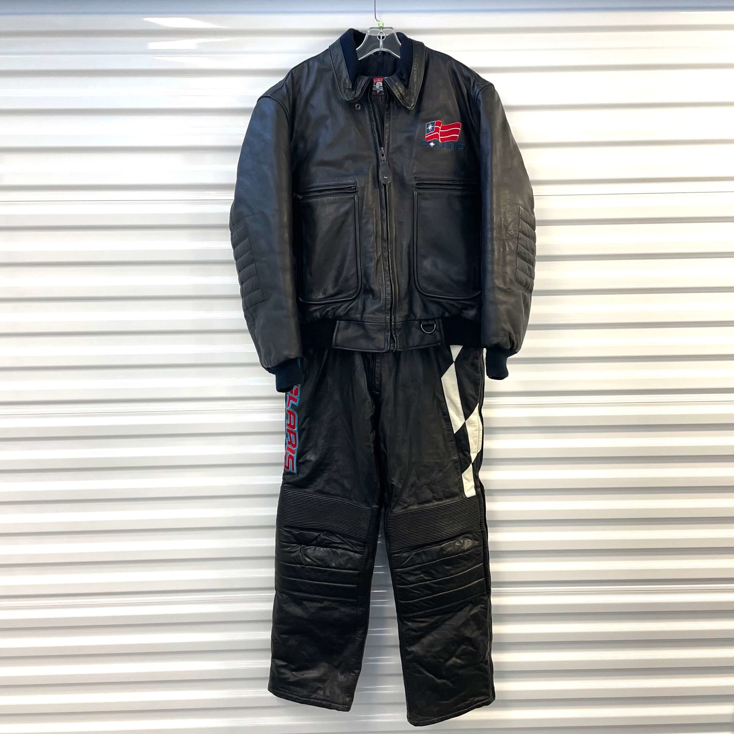 Vintage Polaris Leather Snowsuit Jacket & Bibs Mens Size Large eBay
