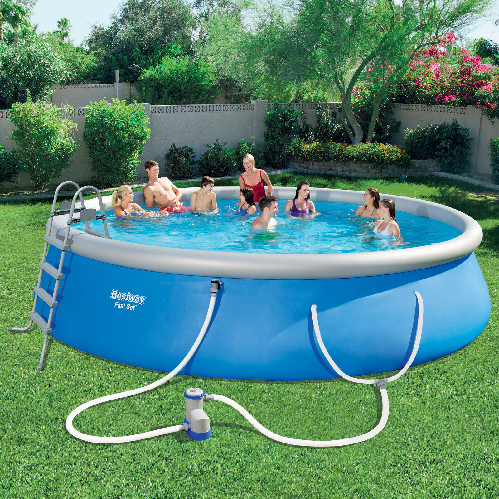 Swimming Pool Set with Pump, Ladder and Cover | Family Pool | eBay