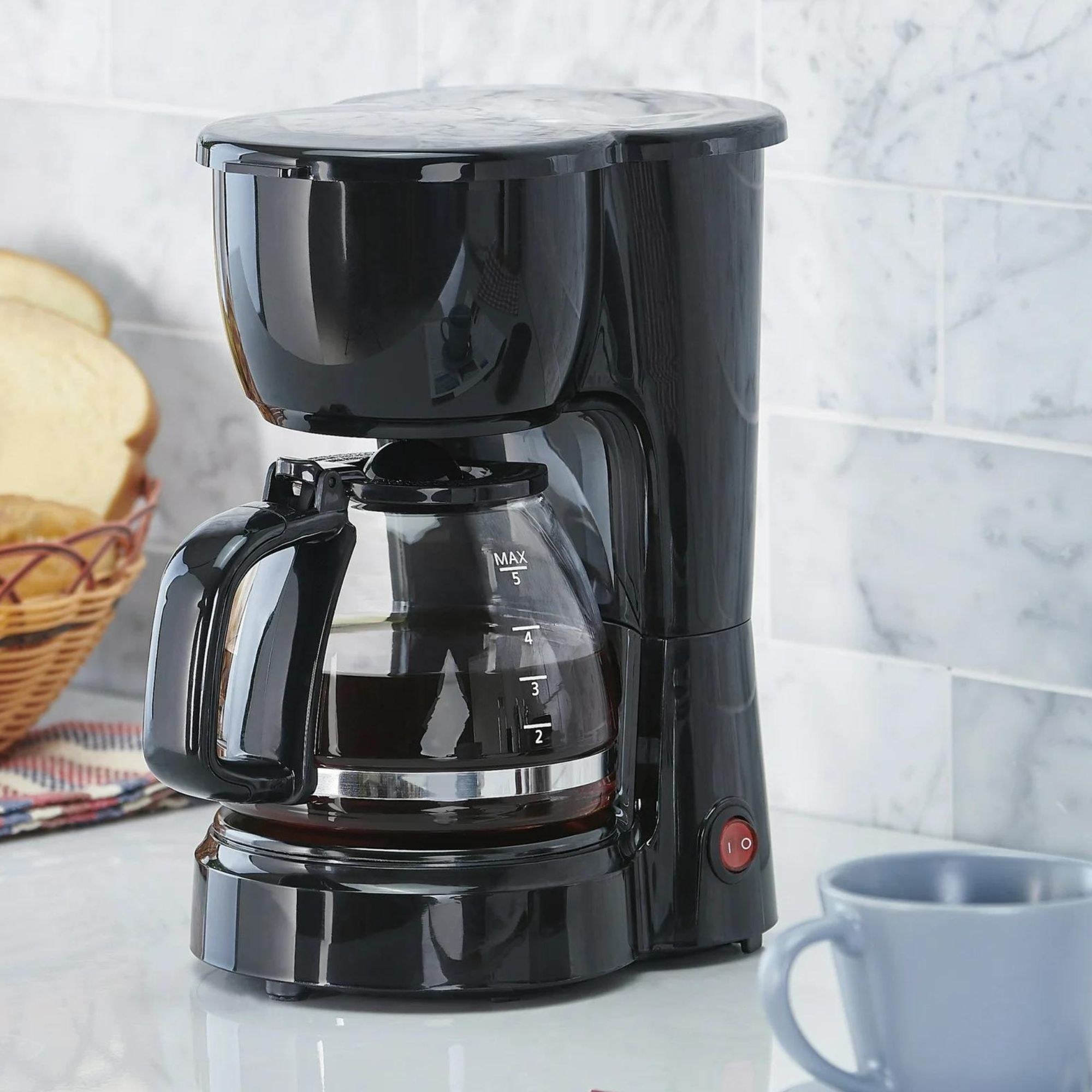 5-Cup Filter Coffee Maker With Auto Keep Warm & Removable Filter Basket – Black, 120V